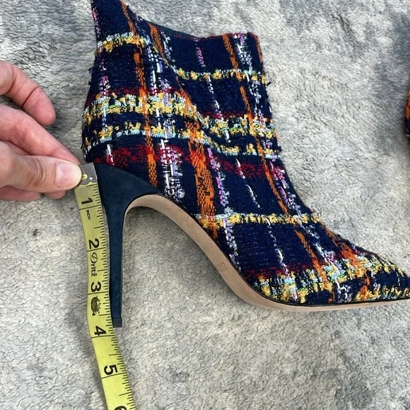 New L'Agence Multi Tweed Mariette 95mm Booties Ankle Boots Stiletto Heel Sz 6